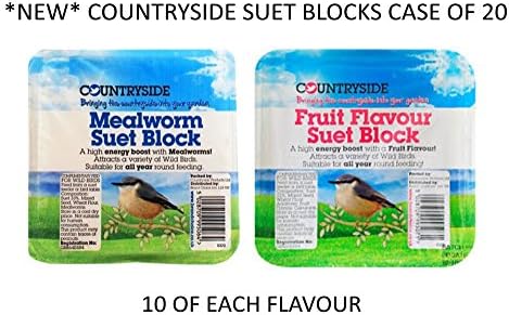 *NEW* COUNTRYSIDE WILD BIRD FOOD SUET BLOCKS FRUIT MEALWORM MIXED CASE OF 20 SUET BLOCKS