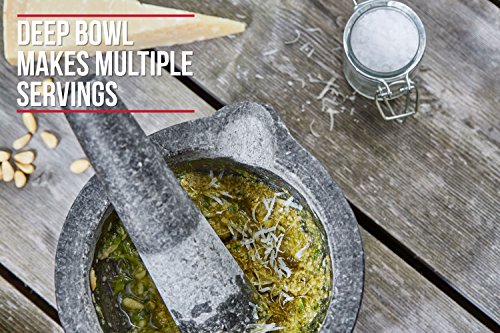 Andrew James Premium Mörser und Stößel Set aus Granit mit Ausguss – Großer 15cm Durchmesser – 2 Jahre Garantie - 3