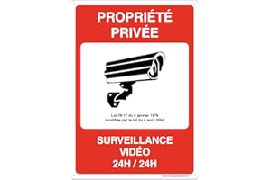 AUA SIGNALETIQUE - Panneau Vidéo Surveillance - Plaque Vidéo - Propriété Privée Surveillance Vidéo - PVC 120x170 mm (1)