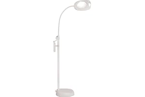PURElite Magnifying LED Floor Lamp – 3in1 Lamp, Table Lamp & Clip-on Light, Natural Daylight Bulbs, Dimmer Switch, Adjustable Flexi Neck, For Needlework, Sewing, Crafting, Reading
