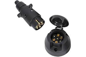 TAEUYYM Enchufes de Remolque 7 Pines Y Zócalo de Remolque 7 Pines, 12V Impermeable Enchufe Para Remolques Conector, Enchufe Zócalo Remolque 7 Pines Hembra Macho,Para RV Autos Remolque(Botas De Caucho)