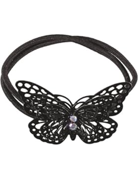 Elastisch Haar Textil und Metall schwarz und Kristallen synthetischen–Schmetterling