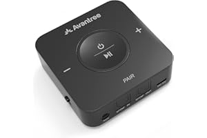Avantree TC417 aptX Low Latency Transmetteur Émetteur Récepteur Bluetooth, Support Optique Toslink, Contrôle du Volume pour 3.5mm AUX, RCA, Autonomie 20 h, Adaptateur Receveurs Audio sans-Fil TV