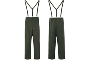 MAVIKIM Men's Pioneer Colonial Pants Medieval Peasant Bottoms Halloween Cosplay Trousers with Braces