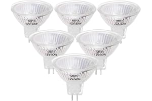 VINBE MR16 Halogen Light Bulbs, 50W 12V MR16 GU5.3 Halogen Spot Bulbs Lamp, Warm White,Pack of 6