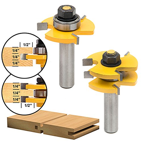 SROL - 2 pezzi, fresa per scanalatura e linguetta, 12,7 mm, con gambo, per lavorazione del legno, fresatura, taglio legno, attrezzo per macchina per incisione/troncatrice