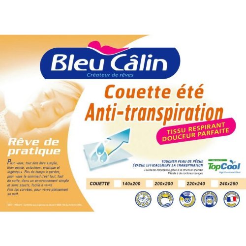 détail Bleu Câlin Couette Anti-Transpiration TopCool Blanc 220x240 cm KTO20