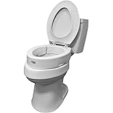 Carex Uzatılmış menteşeli klozet kapağı y&uuml;kselticisi, tuvalete 8 cm y&uuml;kseklik ekler, 136 kg ağırlık kapasitesi, y&uuml;kseltilmiş 