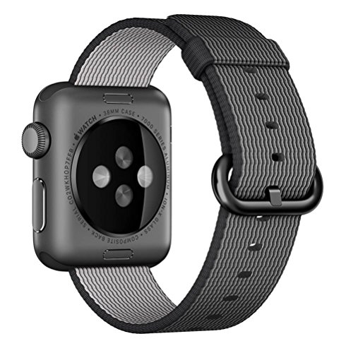 Apple Watch Armband,Kartice Gewebtes Nylonarmband Gesponnener Entwurfs Nylon Replacement Wrist Band Mit Klassischer Schnallefür Apple Watch Alle Modelle (38mm, Schwarz ) - 2