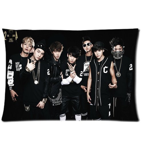 Custom BTS Korean Boy Band Cotton & Polyester Soft Zippered Rectangle Pillowcase Standard Size (20*30)(Twin sides)