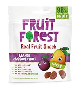 Fruit Forest Real Fruit Gummy Mango Passion Fruit Single Pack | Vegan | No Added Sugar | 100% Natural | for Kids & Adults | Gluten Free | Low Calorie Snack | Mango Passion Fruit Flavour (30 GMS )