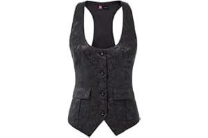 KANCY KOLE Chaleco Victoriano para Mujer Mediano Steampunk Vest Chaleco de Traje para Mujer