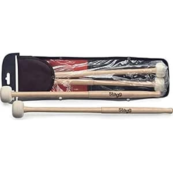 Lot : 2 Brosses à Tambour Rétractables + 1 Paire De Baguettes En Bois - Accessoires Percussion - Longueur 32 Cm