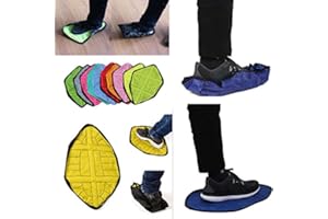 HAOWUL 1pair Handsfree Automatic Cover Step Sock Shoe Cover Reusable One Step Hand Free Shoe Couvoirs De Chaussures Portables Durables Couleurs Aléatoires