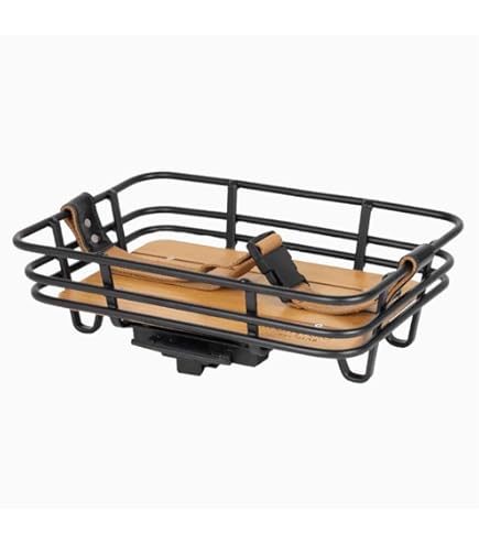 Panier Vélo AtranVelo Bakery AVS - 10L, Noir Avec Plaque Bambou - Pour Avant/arrière