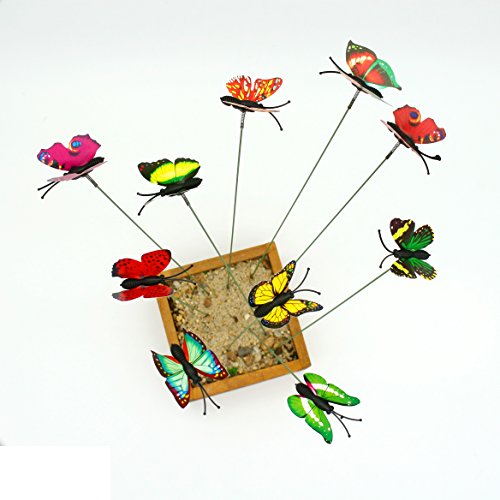 SecretRain Fairy Garden Ornament Miniatur Blumentöpfe Töpfe Home Decor 10 farbenfrohe, leuchtende Schmetterlinge Aufkleber - 5