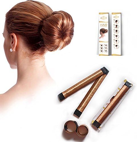 HS Pure High Quality Fashion Women Magic Hair Bun Maker Tool - For Donut, Doughnut, Bun, French Twist - Girls School Hair Styling Curler - Curling DIY Clip - For Party Wedding Yoga Running Dancing Work and Daily Life (Light Coffee)