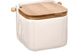 PLUS HOME Salero de Cocina de Cerámica con Tapa Diseños Originales.tamaño 12x12x11cm.