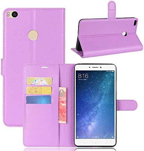 Pu Leather Flip case for Xiaomi Mi Max 2 Slim Series Flip Wallet Case with Card Slots Shockproof Resistant Hybrid Protective Case Built In TPU Silicone Back Case Cover For Xiaomi Mi Max 2(6.44 Inches) Purple