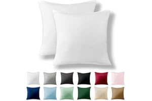 ‎ALREYA Alreya 2er-Set Renforcé Kissenbezug 40 x 40 cm - 100% Baumwolle mit YKK Reißverschluss, Superweicher Kopfkissenbezug 40x40, Kissenhülle, Weiß, nur Kissenbezug