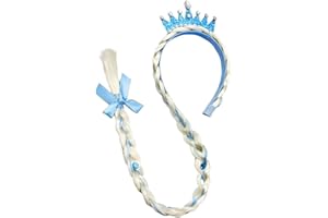 KSOIQPU 1 Pieza Con Corona Peluca Princesa Trenza,Peluca Princesa Niña,Accesorios Peluca Princesa Rapunzel,Peluca Princesa Trenza,Fiesta de Cumpleaños Cosplay