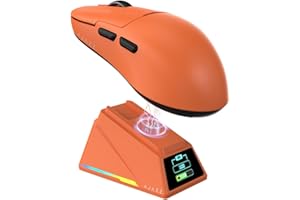 AJAZZ AJ159 APEX Wireless Gaming Mouse with RGB Magnetic Charging Base, Lightweight 56 Gram Design, 2.4G/USB-C/BT, 400 mAh Battery, 42K DPI, 8000Hz Response Rate, Compatible with PC and Mac, Orange