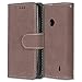 Produktbild Nokia Lumia 520 Hülle, Chreey Matt Leder Tasche Retro Handyhülle Magnet Flip Case mit Kartenfach Geldbörse Schutzhülle Etui [Braun]
