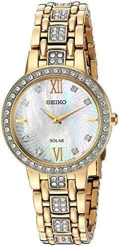 Seiko Women's 'Ladies Crystal Dress' Quartz Stainless Steel Casual Watch, Color:Gold-Toned (Model: SUP364)
