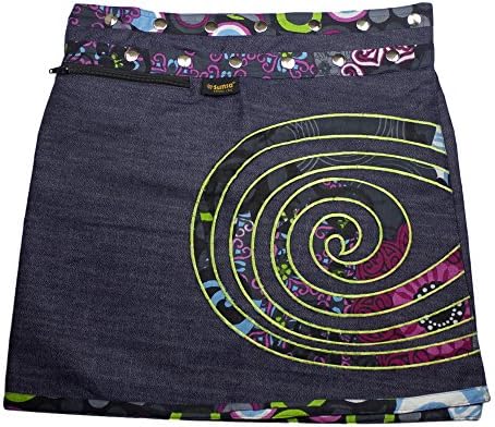Sunsa Ladies Skirt jeans skirt summer skirt wrap skirt mini skirt reversible skirt, 2 in 1 with adjustable size