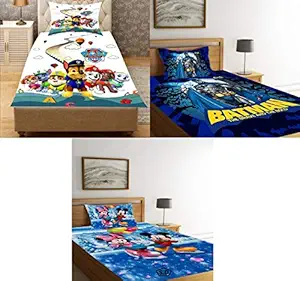 Macle Impex? Kids Velvet Money Saver Set of 3-3 Single bedsheets with 3 Pillow Covers-(for Home Decoration) (Design-6)