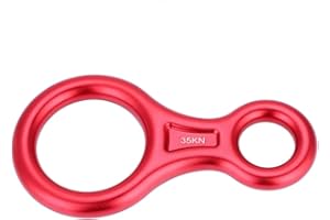 Tbest Climbing 8 Ring Terminal 8 Descender, 35KN Heavy Duty Climb Aluminum Figure 8 Descender Rigging Plate, Outdoor Rappel Rock Climbing Gear Downhill Ring Equipment Belay Device(Red)