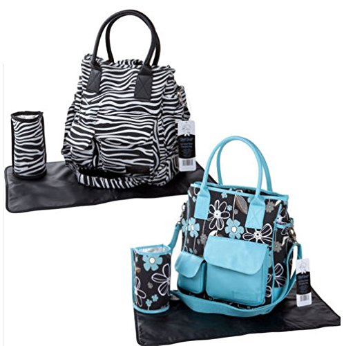 Yummy Mummy Large Designer Changing Bag Zebra Black Blue Mat Baby Nappy Diaper / Baby Infant Toddler Kids Child Boys Girls Cool Unique Special Activity Present Outdoor Indoor Room Popular Classic Newborn Equipment Items Gear Outside Professional Tools Shop Store Parents