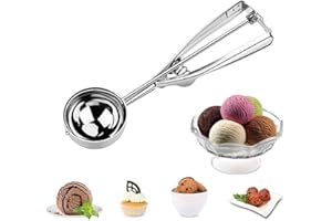 katmerio Porzionatore per gelato in acciaio inox, 6 cm, cucchiaio da gelato con grilletto e impugnatura comoda, per gelato, purè di patate, biscotti, pasta e melone