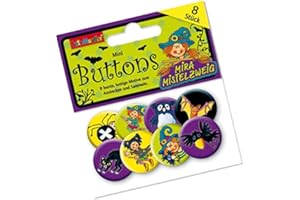 LUTZ MAUDER Mauder Verlag 8 Mini Button * Hexe MIRA Mistelzweig * mit Anstecknadel vom Lutz 67234 // Kinder Geburtstag Mitgebsel Geschenk Party Buttons Set Halloween Witch