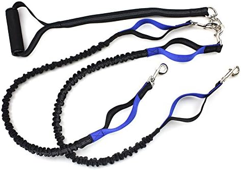 Dog Prestent for two dogs--Coupler Double Dog Lead with Padded Foam Barrel Handle and Bungee Reflective Leash for 2 Dogs / Adjustable walking Belts with Soft Padded Handle -Easy for Training 2 Dogs