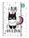 Collegetimer Batcorn 2019/2020 - Einhorn - Schülerkalender A5 (15 x 21) - Ringbindung - Weekly - 224 Seiten - Terminplaner by
