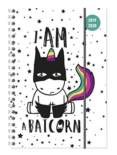 Collegetimer Batcorn 2019/2020 - Einhorn - Schülerkalender A5 (15 x 21) - Ringbindung - Weekly - 224 Seiten - Terminplaner