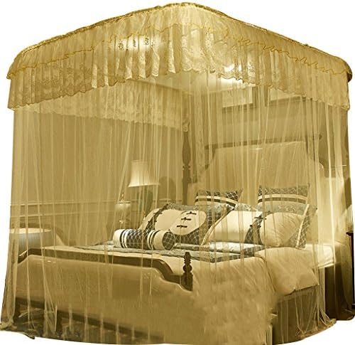 QI FANG BUSINE mosquito net U type adjustable Reinforced bracket 2.2 meters 2.1 meters high big space Do not shake Not sagging (Color : Yellow, Size : 1.8 m (6 ft) bed)