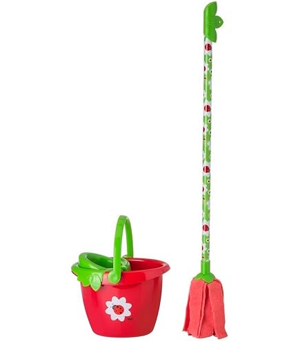 Vigar Kids - Balai Et Pelle Pour Enfant Avec Fleurs Et Coccinelles - Set De Nettoyage Ludique 22 X 16 X 77,5 Cm - Vert Et Blanc