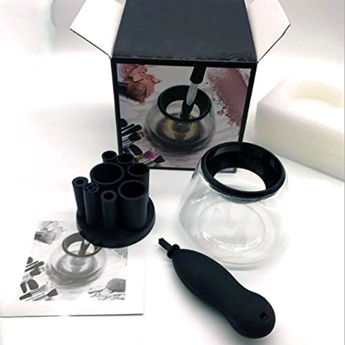 Make Up Brush Cleaner And Dryer,QQK Electric Automatic Cleansing Make Up Breshes Machine With 8 Rubber Collars Set In Seconds,Make Up Brush Set Cleaner (Black)