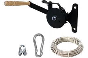 QLS Handels Treuil manuel avec frein - Poulie avec manivelle - Pour barbecue pivotant, trois pieds