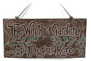 'Panneau "La Sorcière du Jardin. Magic commence ici pour la maison ou jardin Panneau – Idéal Cadeau pour abri de jardin
