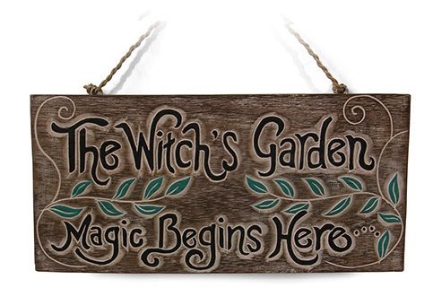 Schild "The Witch's Garden. Magic Begins Here", für Haus oder Garten