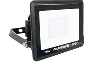 paul russells 30W LED Outdoor Floodlight - 3000LM Bright Security Lights, IP65 Waterproof, Daylight 6500K White, Garden & Outdoor Wall Lights for Garden, Garage Lighting, Warehouse, Energy-Efficient