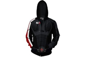 SWDAN Mass Effect N7 Felpa con Cappuccio e Zip da Uomo S-5Xl, Cosplay Cappotto Maniche Lunghe,Giacca Classica e Casual