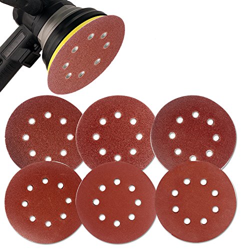 Coceca 60 Stück Schleifscheiben Klett-Schleifpapier Ø 125 mm,(60/80/120/180/240/320Grits) Exzenter-Schleifer 8 Loch