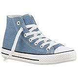 reebok sneaker damen hellblau  Stiefelparadies Sportliche Damen SneakersStoff Camouflage Schnürer Sneaker High Neon Sport Schuhe 130142 Hellblau Hellblau 38 Flandell