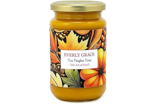 Everly Grace Ekologisk Pumpapuré Pure Pumpkin Puree | Premium Hokkaido Pumpamos utan Tillsatser - Vegansk Bio Kvalitet för Pu
