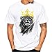 Produktbild Ursing Classics Herren T-Shirt Löwe Drucken Short Sleeve Tees Oversize Shirt Kurzarm T-Shirt Rundhals Bluse Sportswear Kurzarmshirt Sommer Top Casual Mode Basic O-Neck Freizeit Hemden (L, Weiß)