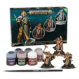 Juego de Miniaturas Games Workshop 99170218003 - Stormcast Eternals + Paint set - Warhammer Age of Sigmar - 3 Figuras (Sequitors) + 6 Pinturas diferentes y un Pincel (Set de Pinturas para las Miniaturas)